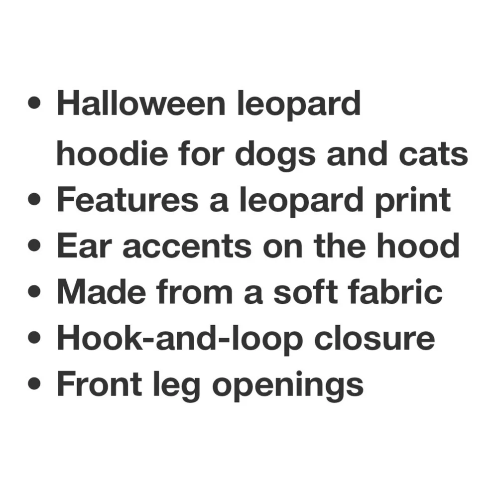 Hyde & Eek Halloween Leopard Hoodie Dog Hoodie Size S